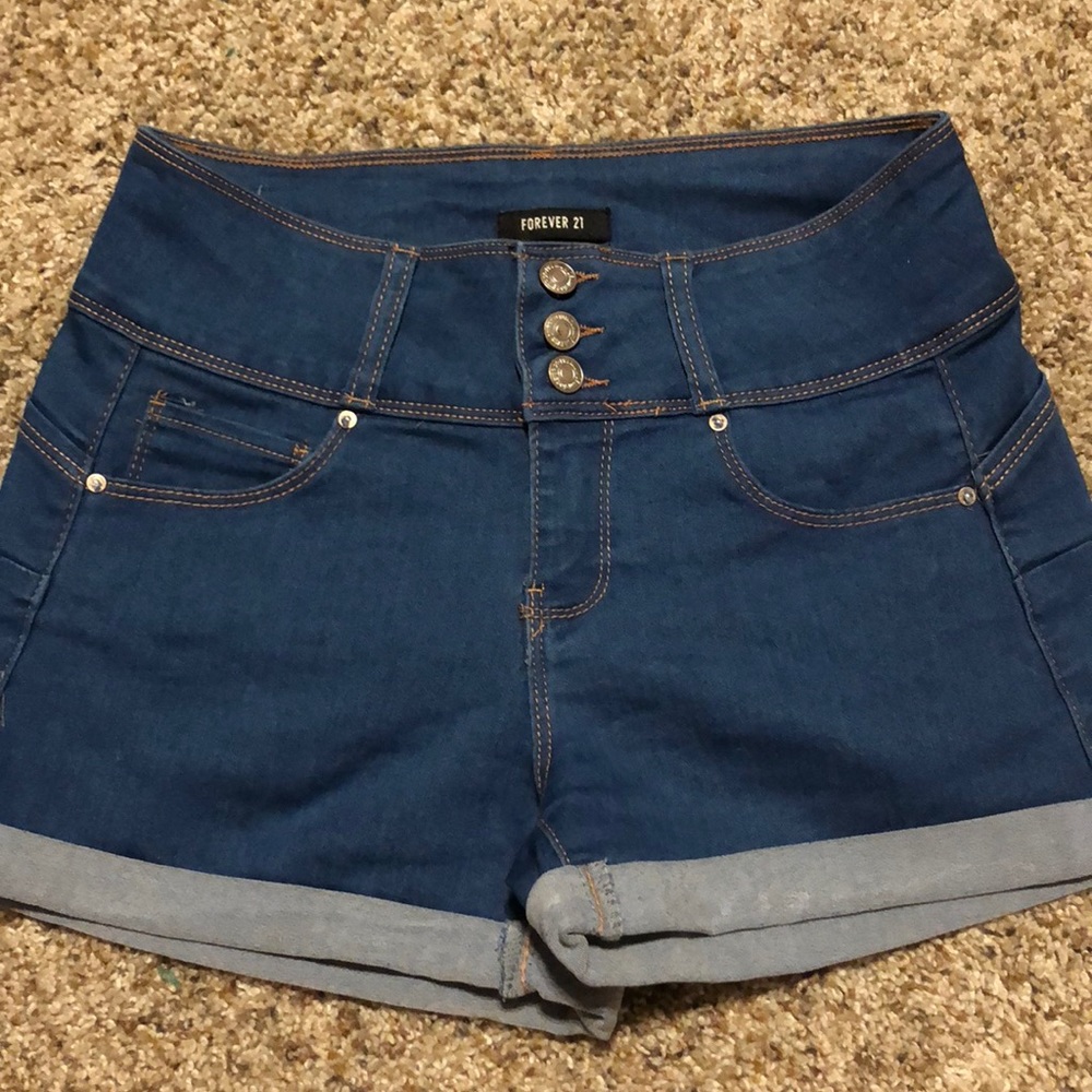 High waisted denim shorts